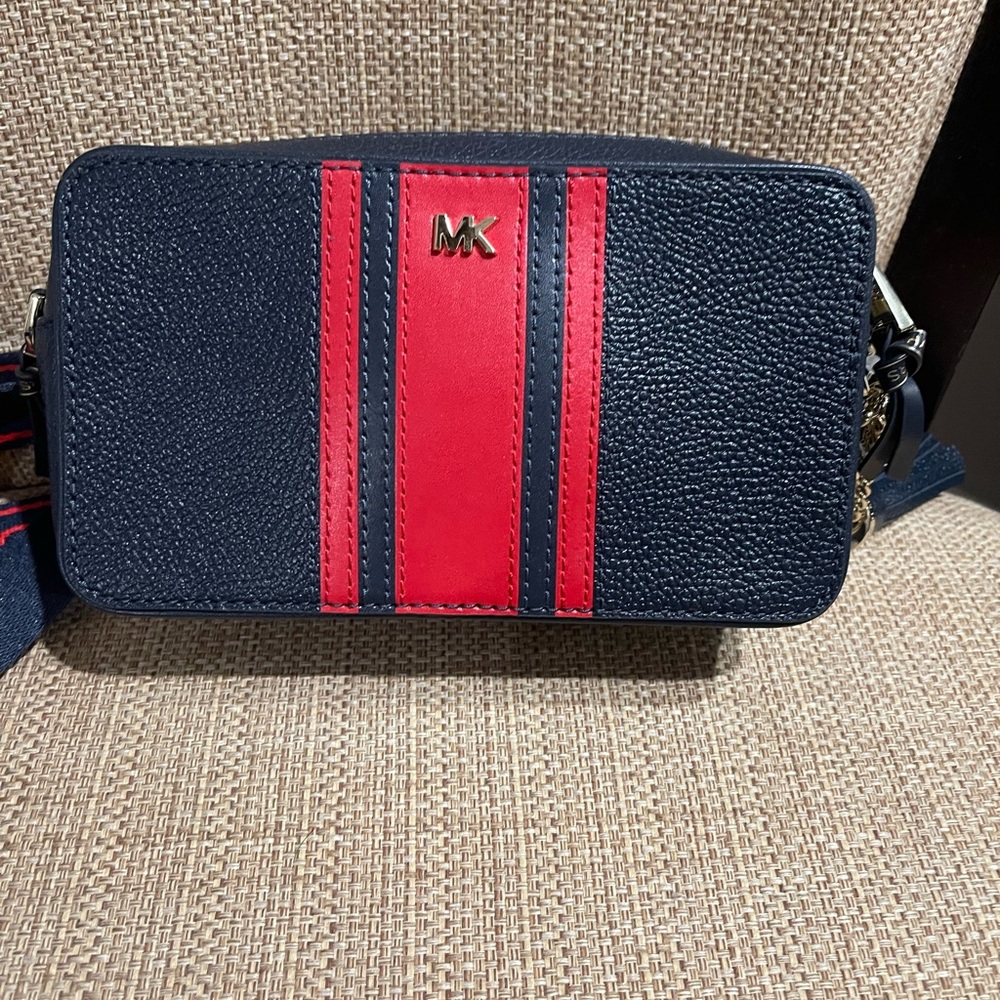 Michael Kors Navy and Red Crossbody Bag